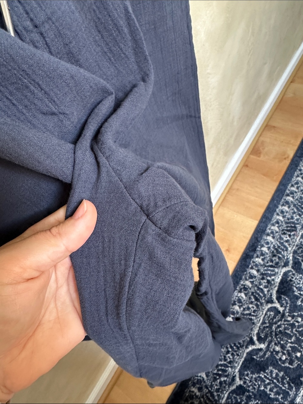 Quince 100% Organic Cotton Gauze Straight Leg Pants Indigo Blue sz large - Picture 7 of 10